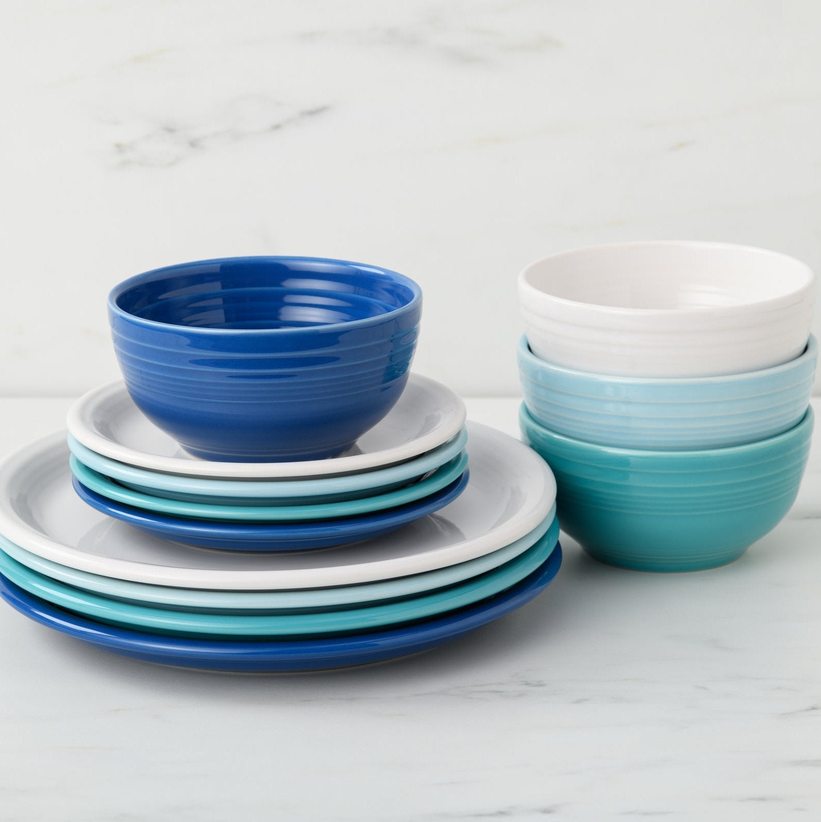 Mixed Coastal Blues Bistro Coupe 12-Piece Dinnerware Set. Service for 4 - Image 2