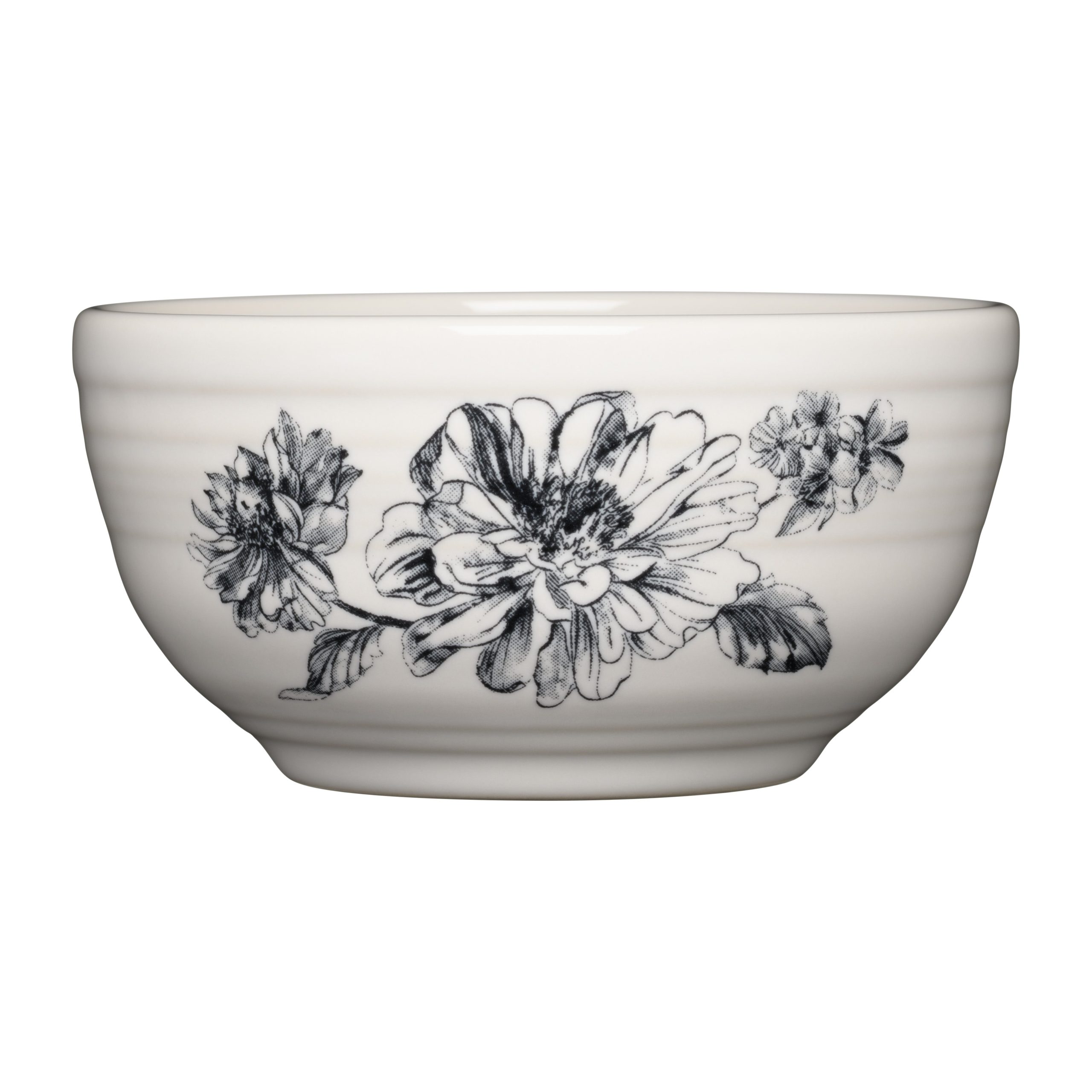 Botanical Floral Black Bistro Coupe 5 1/2 Inch Cereal Bowl 22 OZ