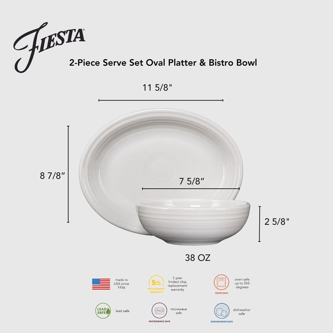 Lavender 2-Piece Serve Set 11 5/8 Inch Oval Platter & 38 OZ Bistro Bowl - Image 3