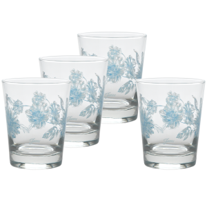 Botanical Floral 15 oz. Tapered Double Old Fashion Glass – Set of 4