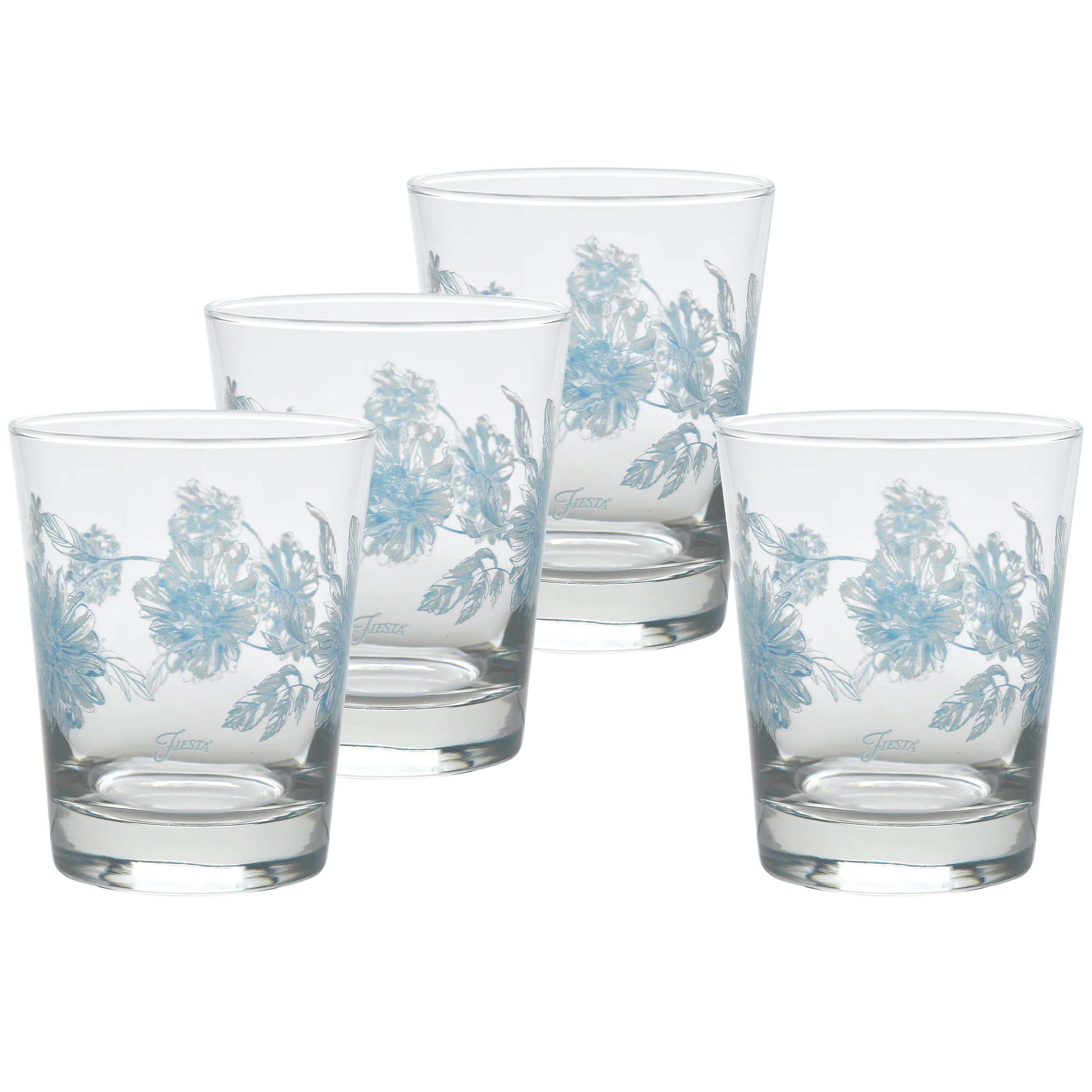 Botanical Floral 15 oz. Tapered Double Old Fashion Glass – Set of 4