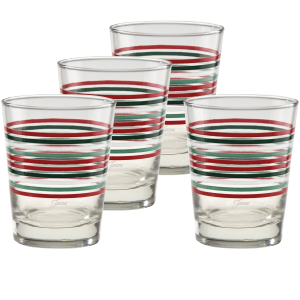 Fiesta Christmas Thin Stripe 15 oz. Tapered Double Old Fashion - Set of 4