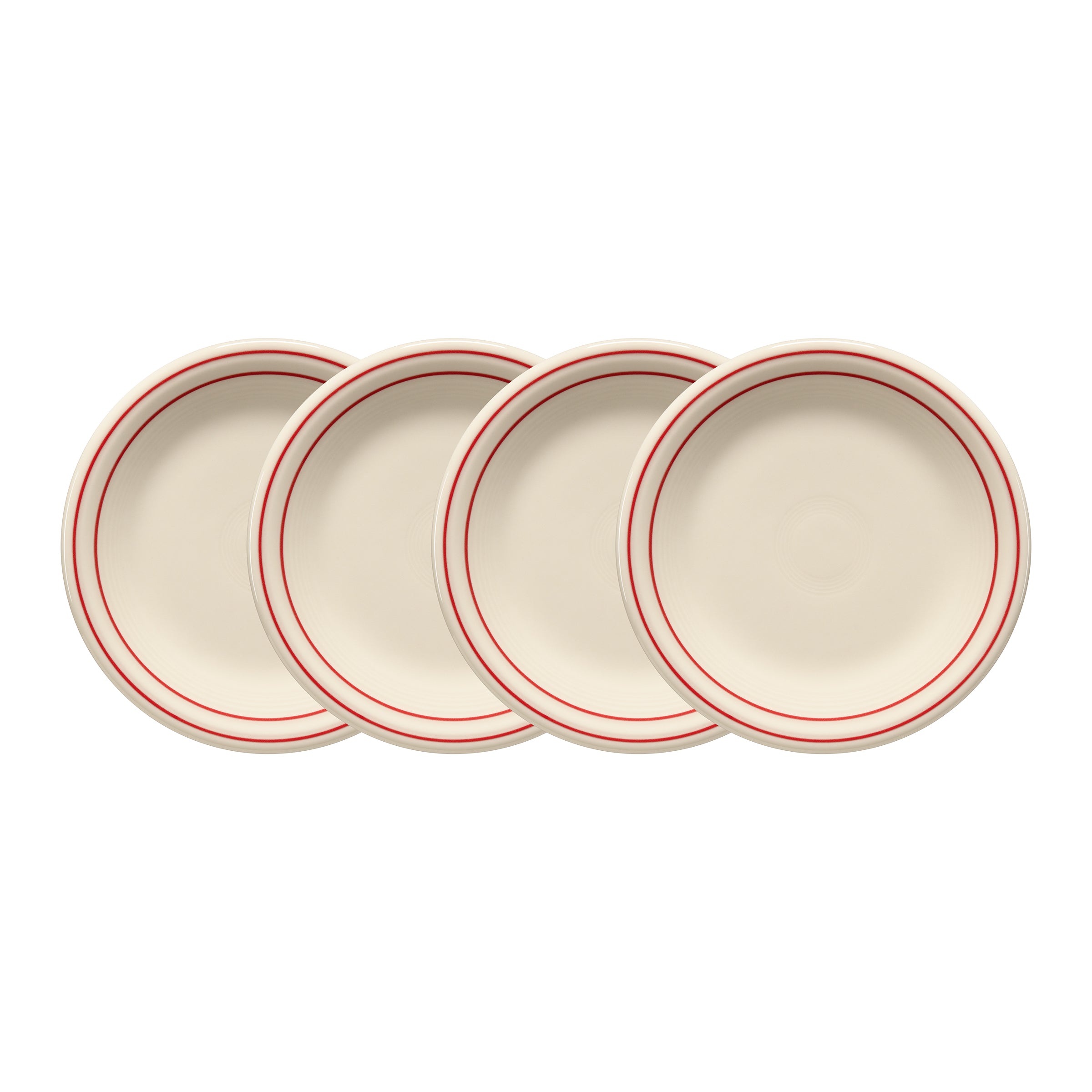 Americana Scarlet Band Set of 4 Classic Rim 7 1/4-Inch Salad Plates