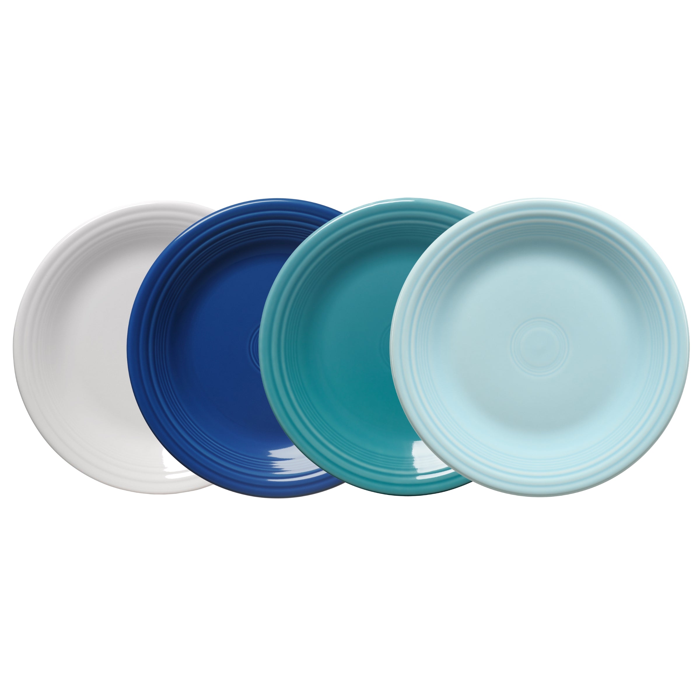 Mixed Coastal Blues Classic Rim 10 1/2 Inch Dinner Plate. Set of 4