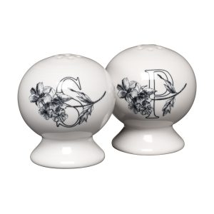 Botanical Floral Black 2 5/8 Inch Salt and Pepper Shaker Set