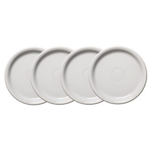 White Bistro Coupe 9 Inch Luncheon Plate. Set of 4