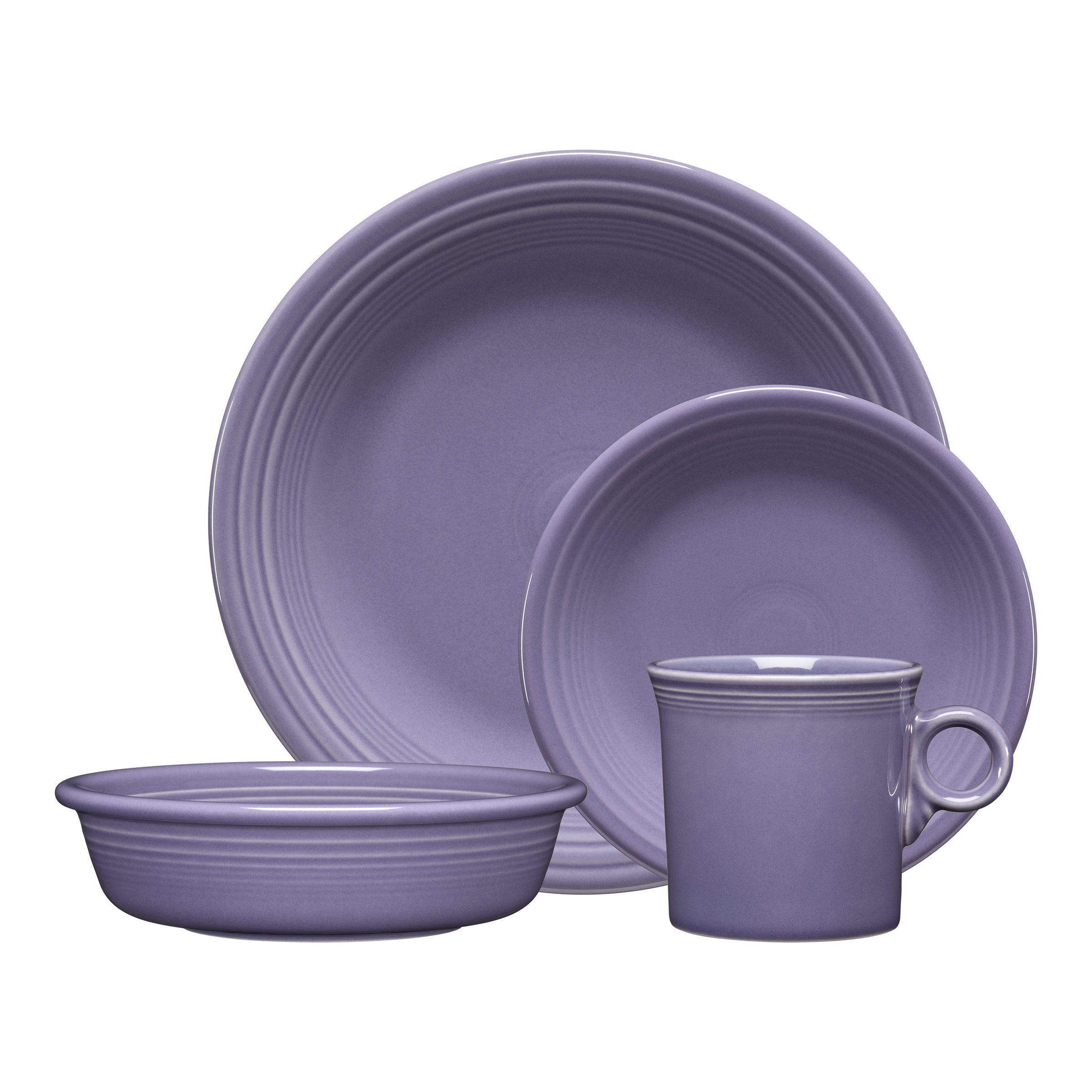 Lavender Classic Rim 4-Piece Dinnerware Set. Service for 1