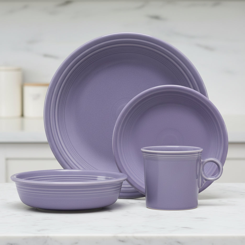 Lavender Classic Rim 4-Piece Dinnerware Set. Service for 1 - Image 3