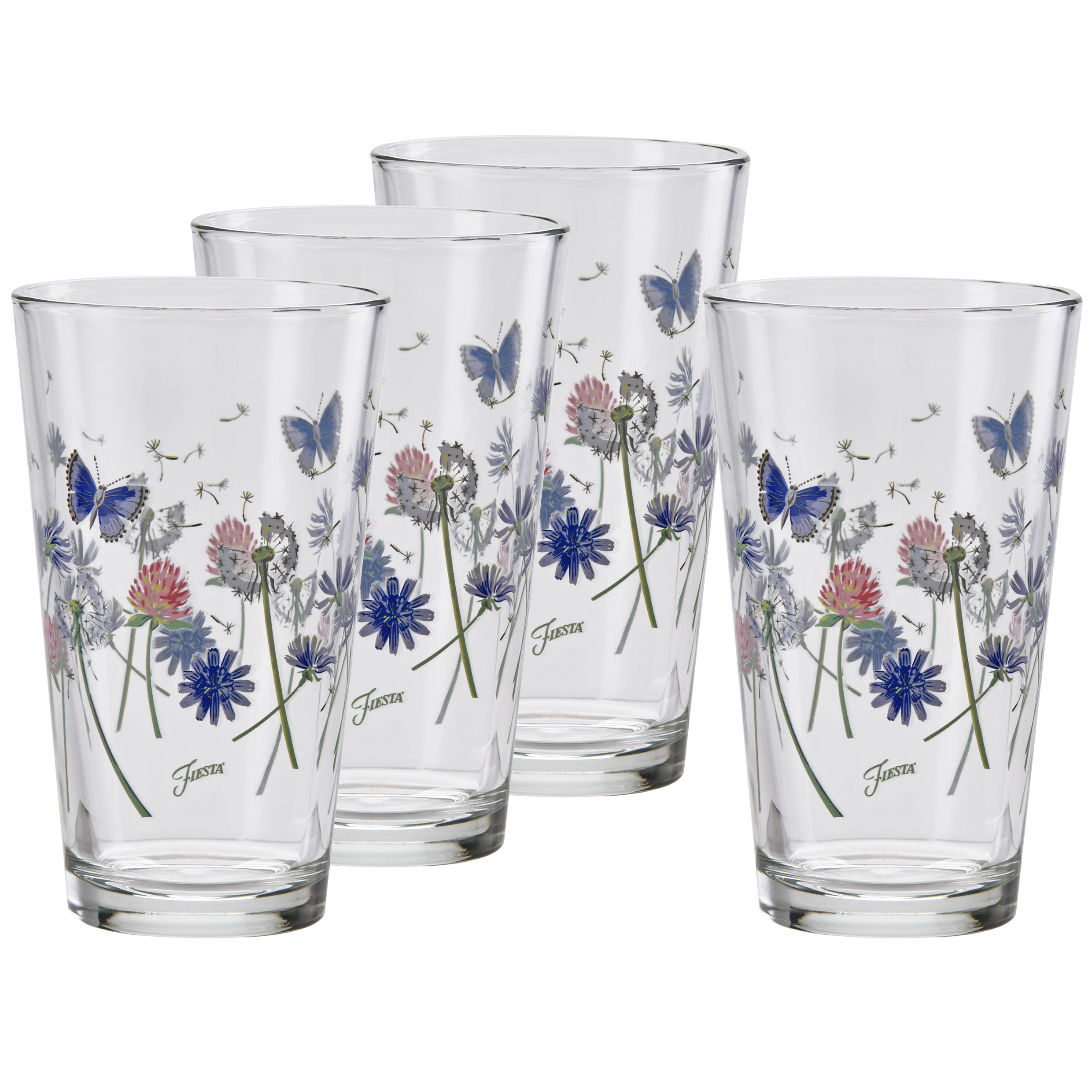 Retired Breezy Floral 16 oz. Cooler Glass - Set of 4