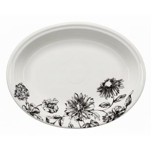 Botanical Floral Black 11 5/8 Inch Medium Oval Serving Platter