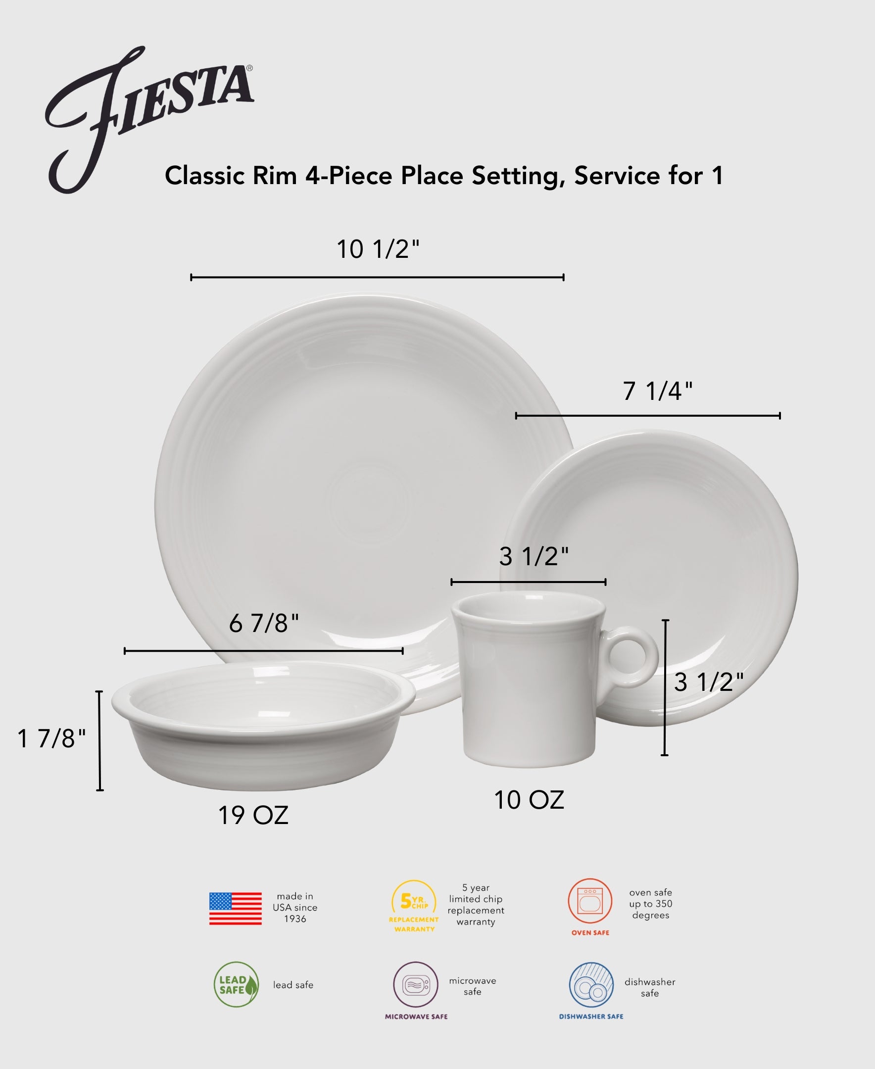 Lavender Classic Rim 4-Piece Dinnerware Set. Service for 1 - Image 2