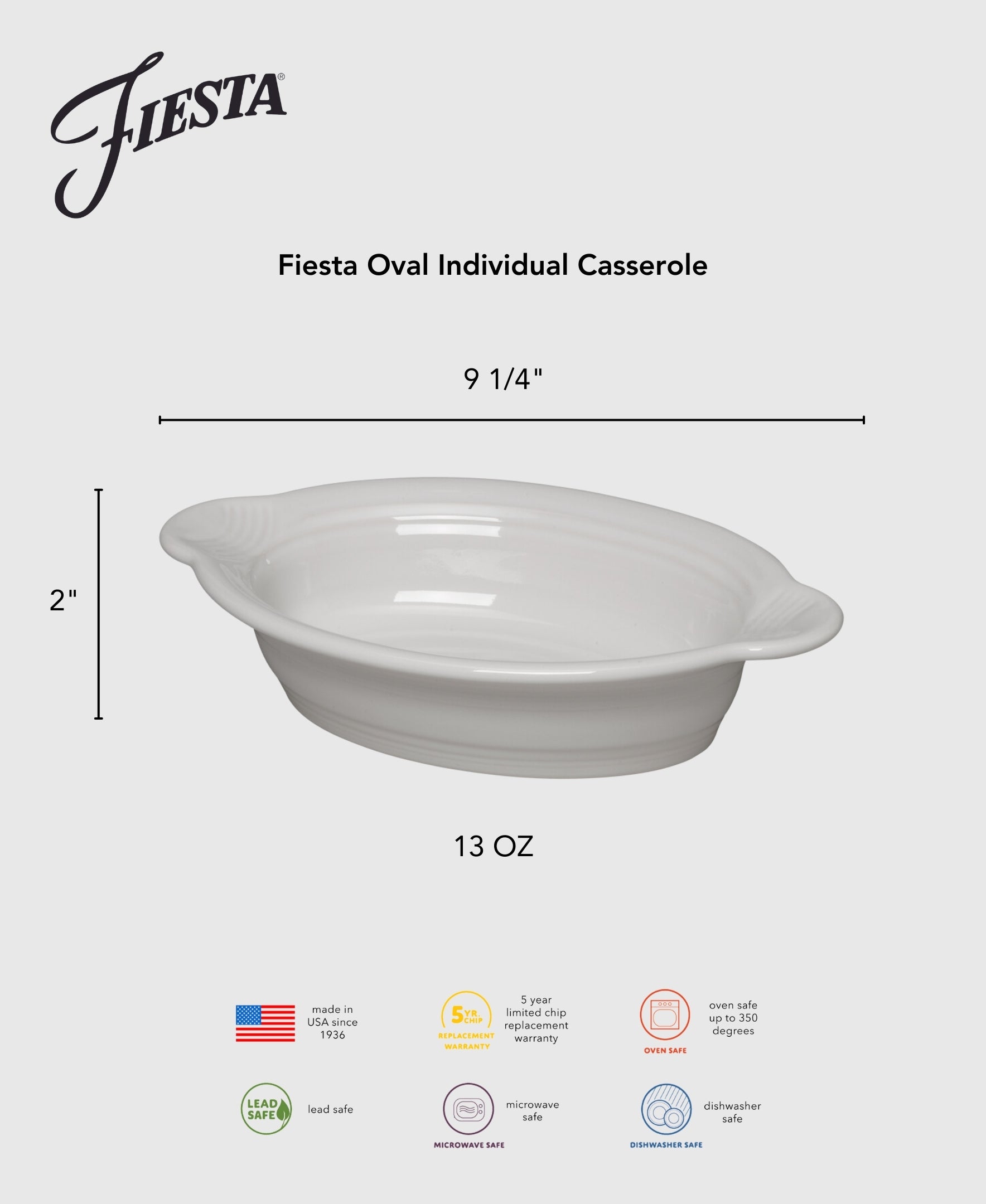 Fiesta 9 1/8 Inch Oval Individual Casserole 13 OZ - Image 4