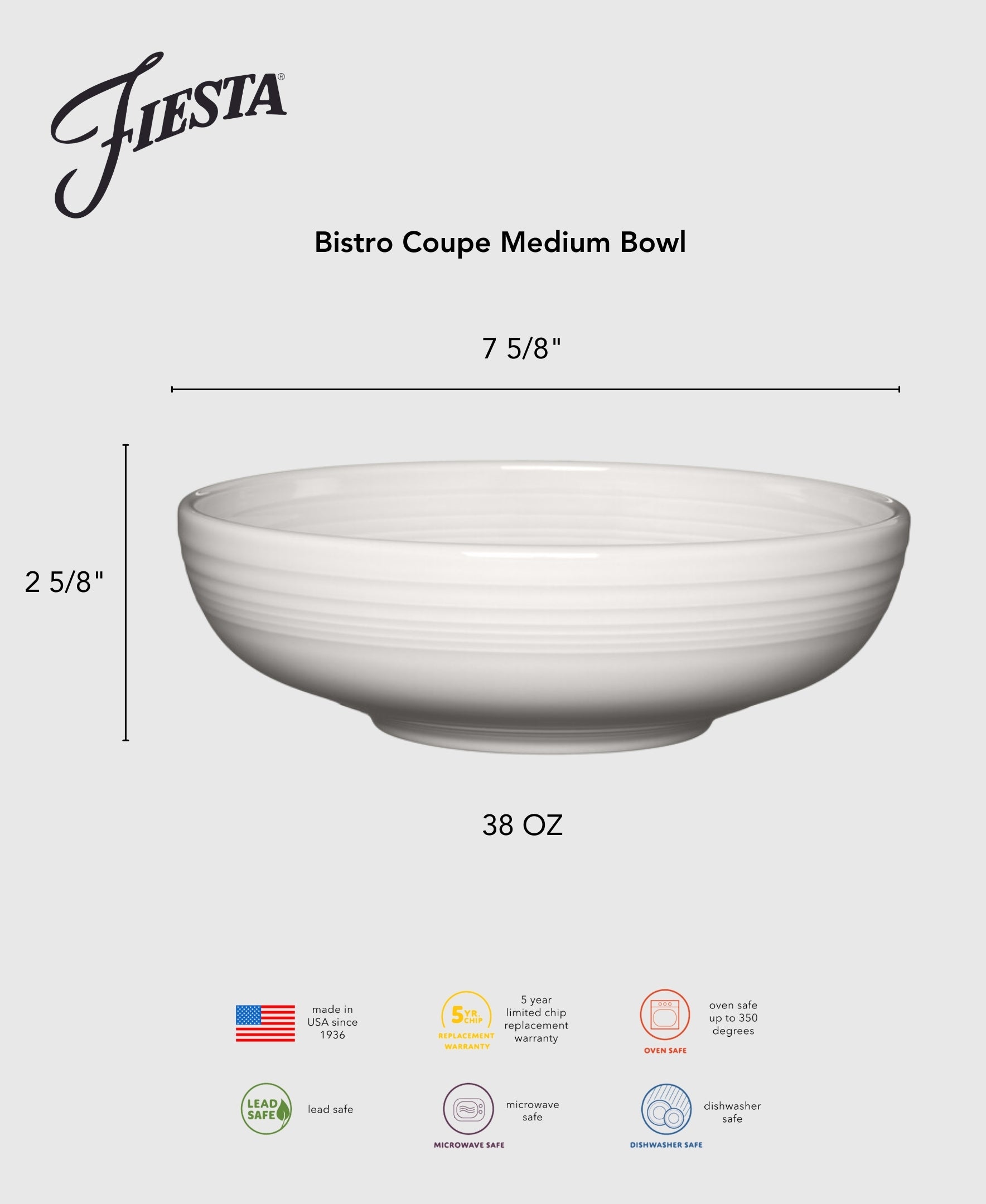 Lavender Bistro Coupe 7 5/8 Inch Medium Bowl 38 OZ - Image 3