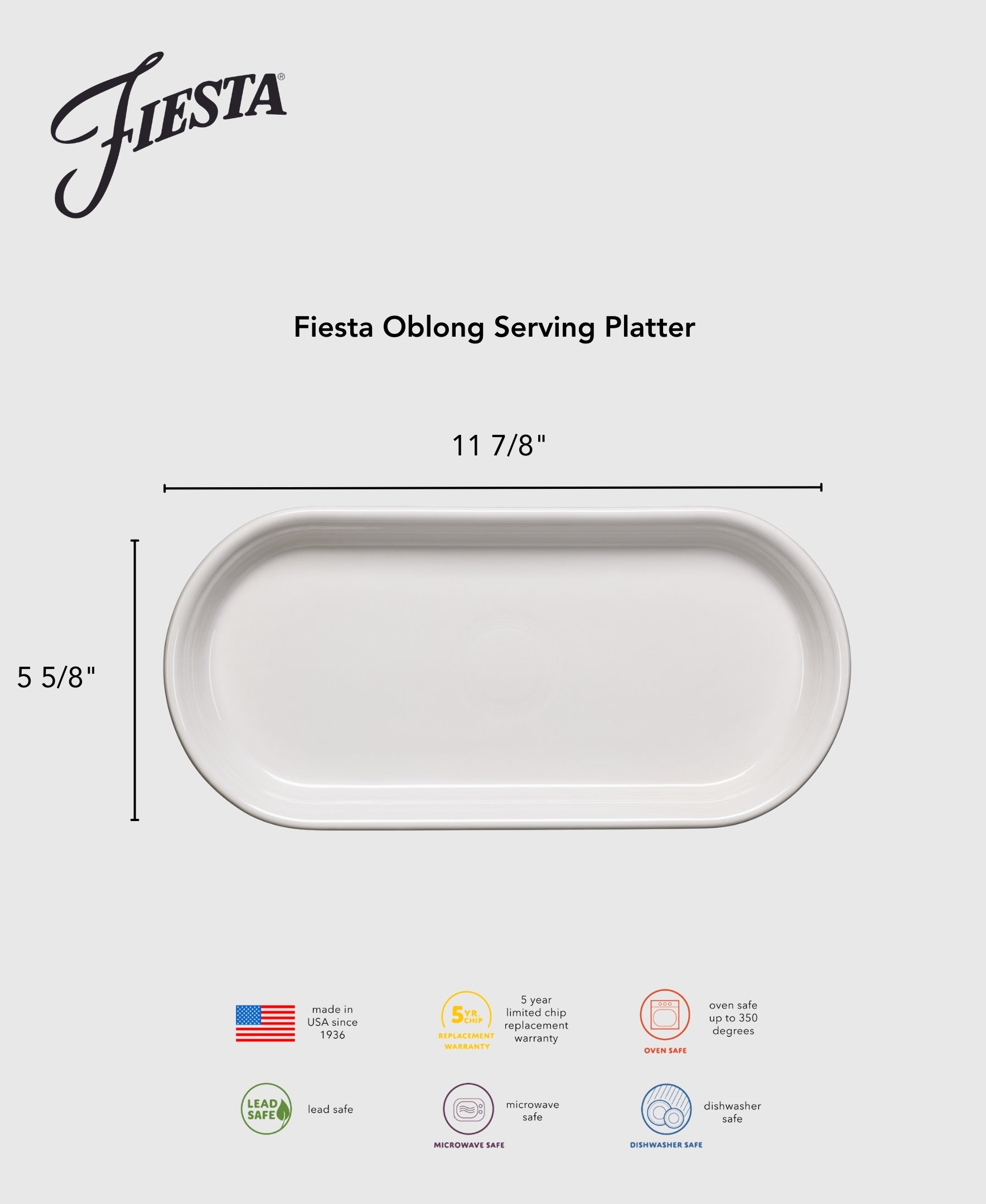 Fiesta 11 7/8 Inch Oblong Serving Platter - Image 2
