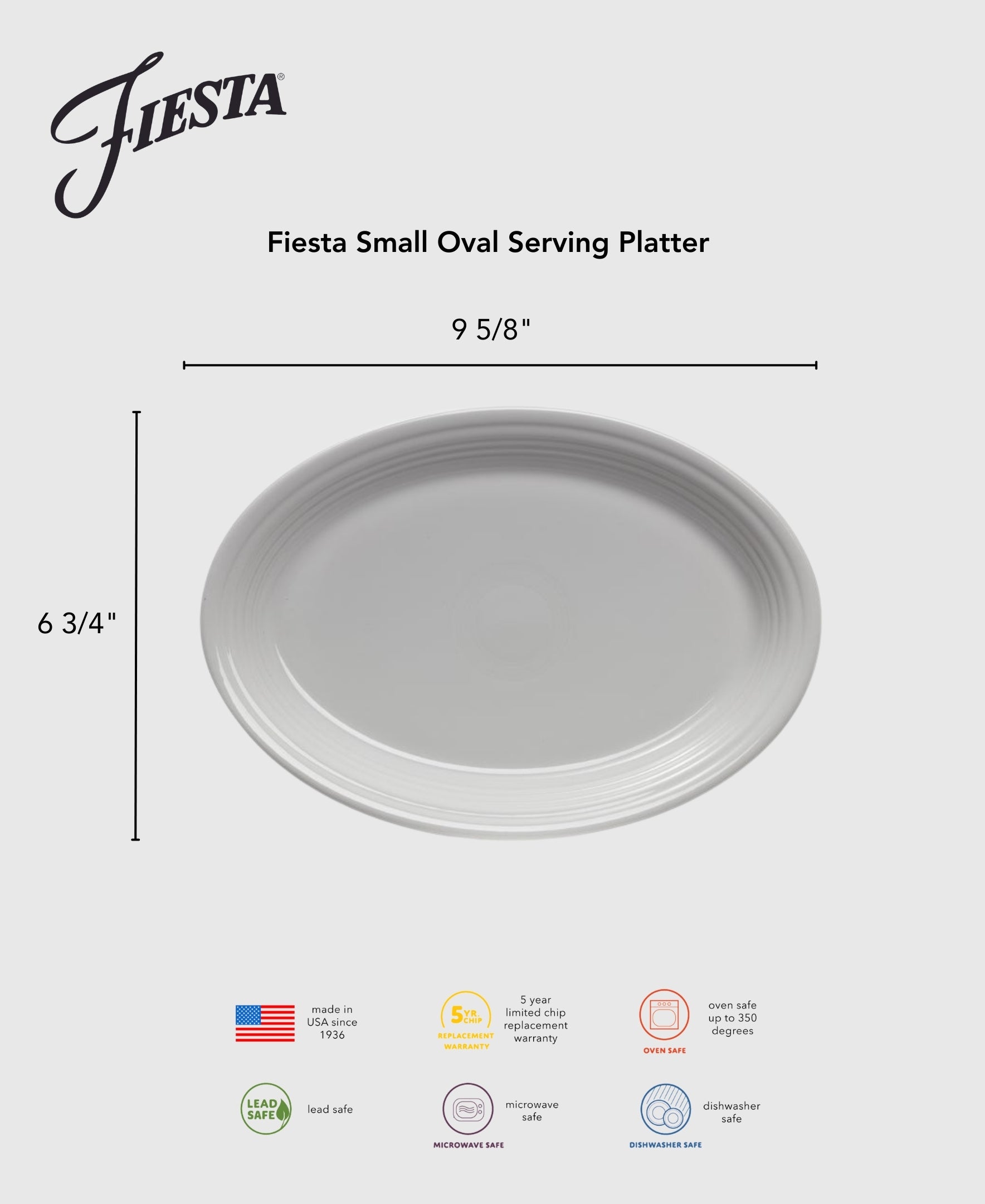 Fiesta 9 5/8 Inch Small Oval Serving Platter - Image 2