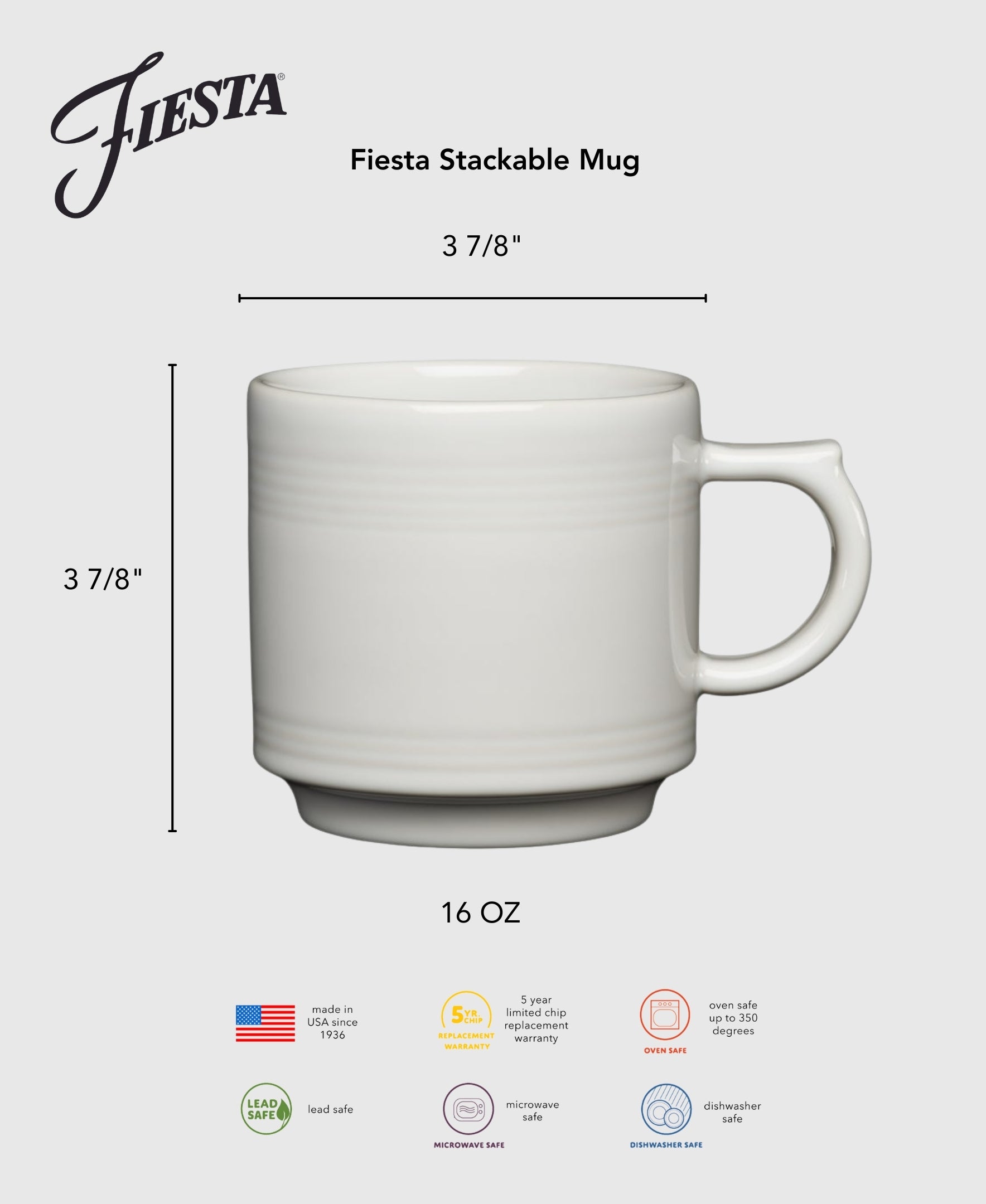 White 16 OZ Set of 4 Stackable Mug Set - Image 2