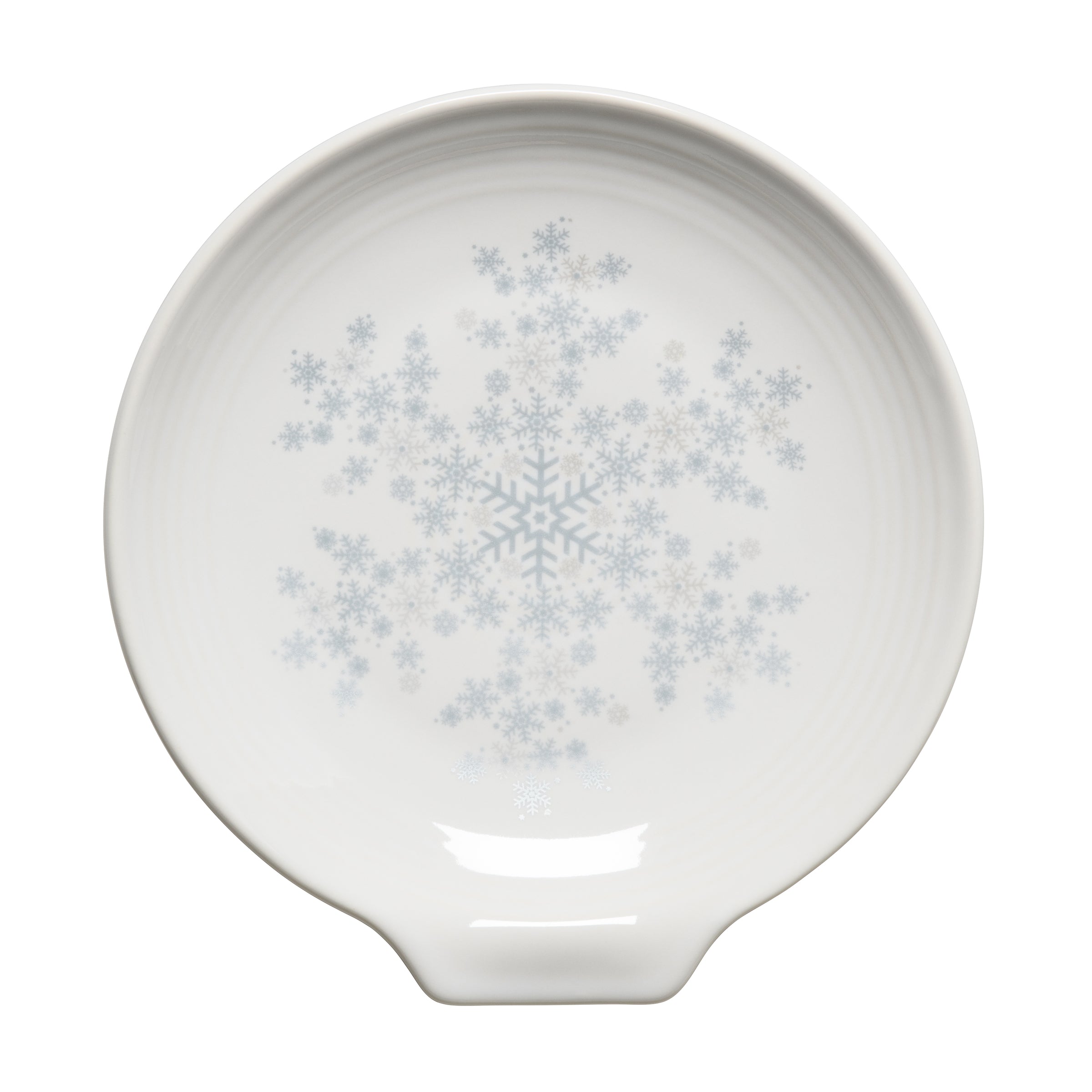 White Snowflakes Extra Large Spoon Rest 7 Inch