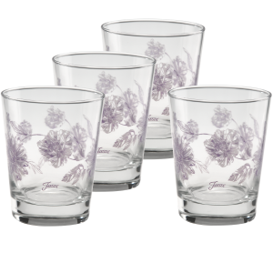 Fiesta Lavender Botanical Floral 15 oz. Tapered Double Old Fashion - Set of 4
