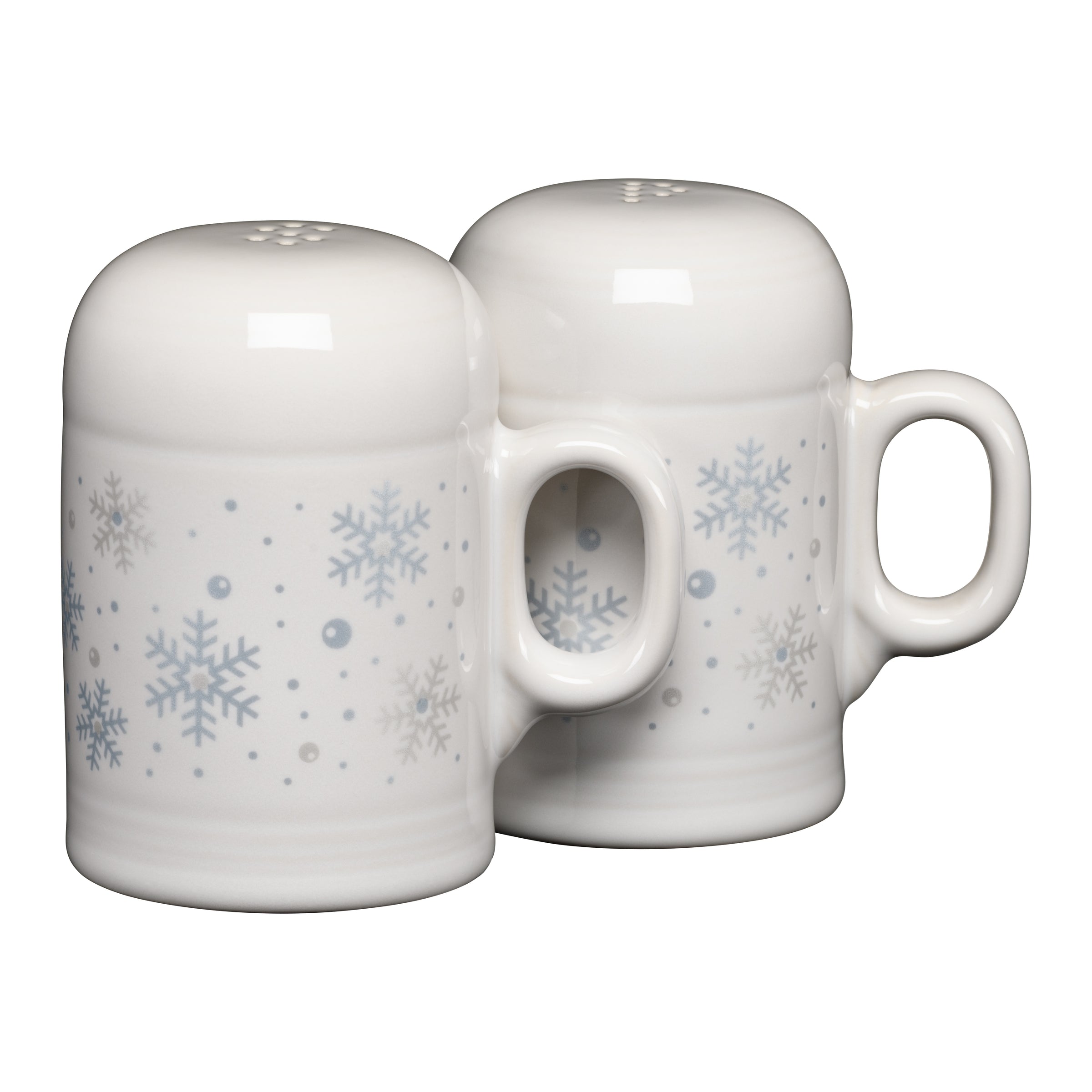 White Snowflake 4 5/8 Inch Rangetop Large Salt and Pepper Shaker Set